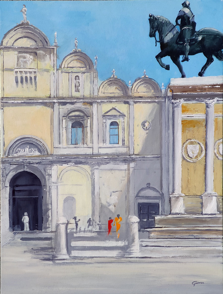 dipinto Colleoni campo San Giovanni e Paolo pittore Gioves Venezia 