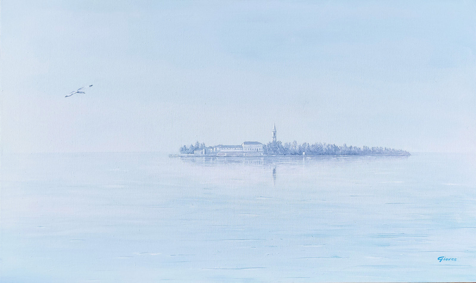 pittore Gioves Venezia - dipinto isola di Poveglia, chiare visioni